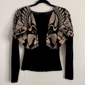 Vivienne Tam opera mask mesh top